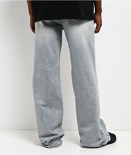 American Stitch Pearl Light Blue Wash Baggy Jeans
