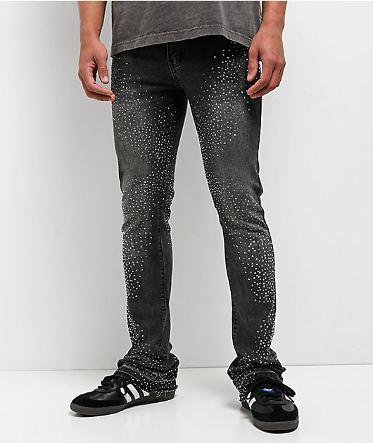 American Stitch Rhinestone Black Wash Bootcut Jeans | Zumiez