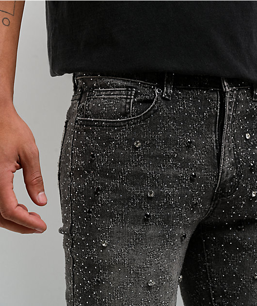 American Stitch Rhinestone Grey Wash Bootcut Jeans