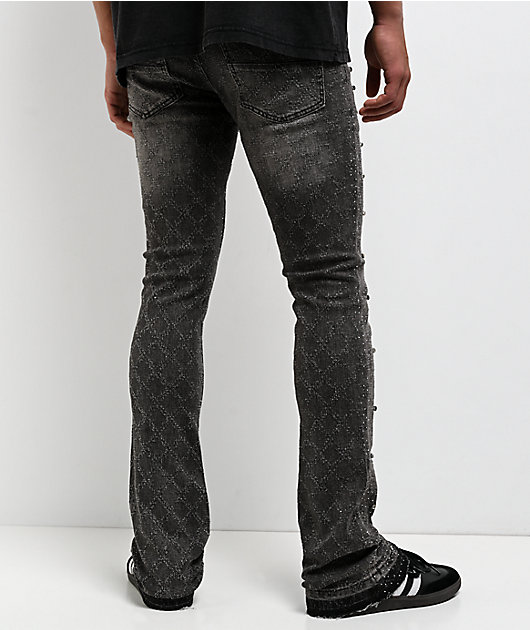 American Stitch Rhinestone Grey Wash Bootcut Jeans