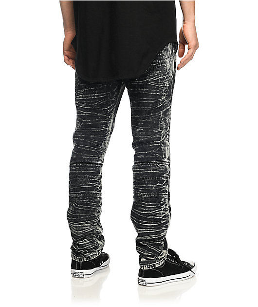 black ripped moto jeans