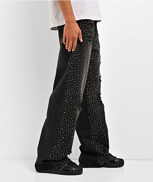 American Stitch Scattered Rhinestone Black Wash Jeans
