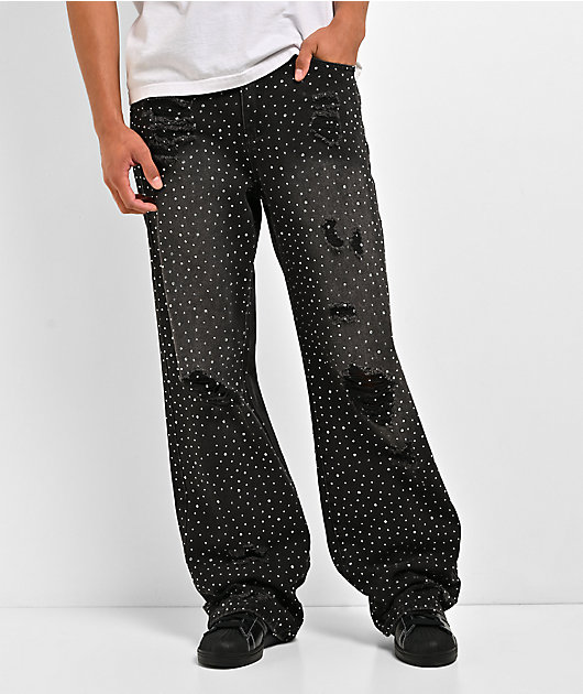 American Stitch Scattered Rhinestone Black Wash Jeans