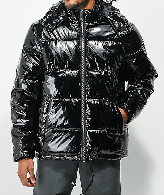 High shine black puffer best sale