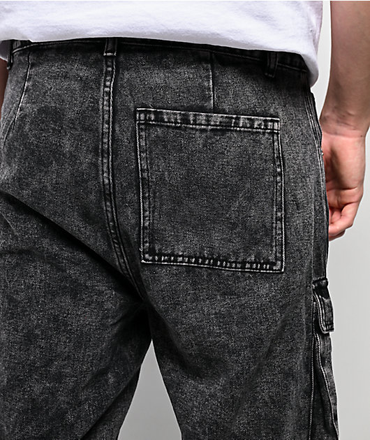 American Stitch Strap Black Wash Cargo Pants