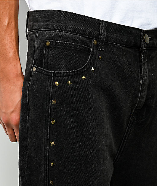 American Stitch Studded Black Wide Leg Jeans | Zumiez