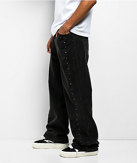 American Stitch Studded Black Wide Leg Jeans | Zumiez