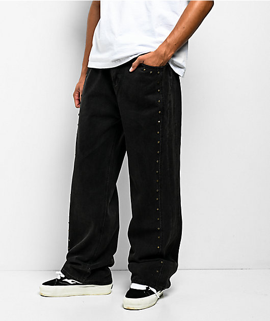 American Stitch Studded Black Wide Leg Jeans | Zumiez