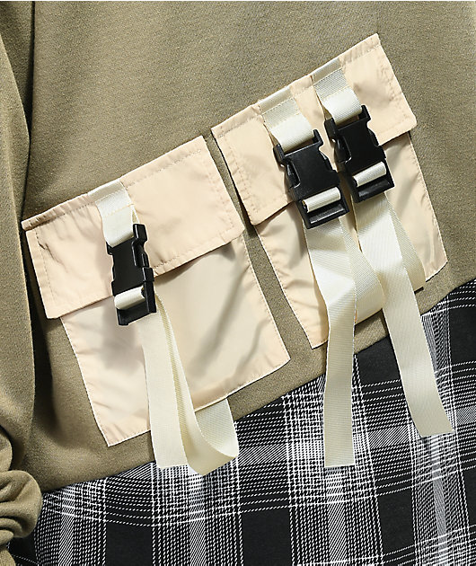 American Stitch Sudadera con capucha gris con varios bolsillos