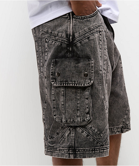 American Stitch Zig Zag Black Wash Cargo Shorts | Zumiez