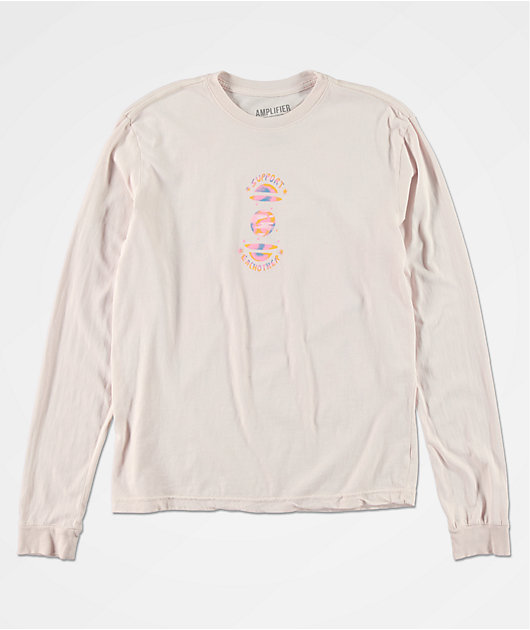 Amplifier Support Each Other Pink Tie Dye Long Sleeve T-Shirt