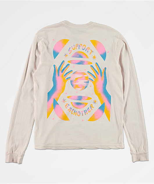 Amplifier Support Each Other Pink Tie Dye Long Sleeve T-Shirt