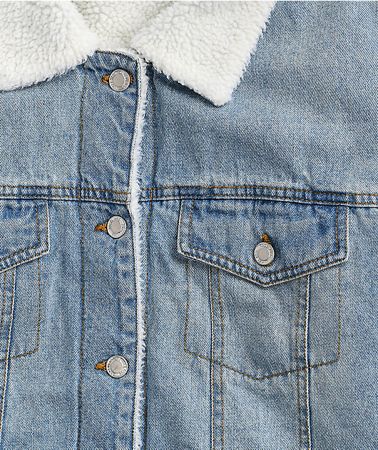 Angel Kiss Oversized Sherpa Washed Blue Denim Jacket