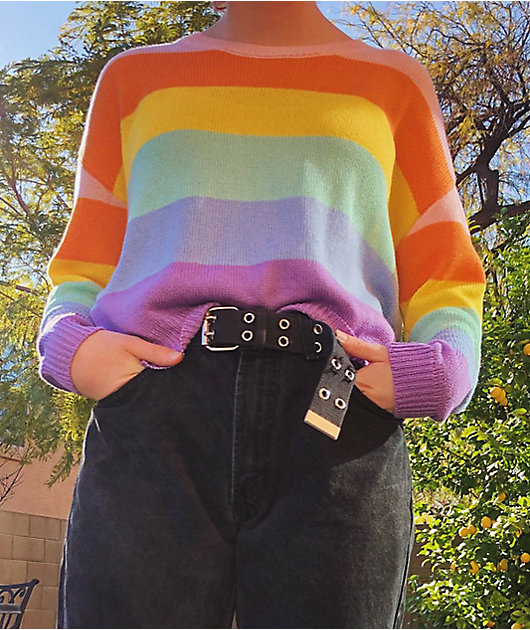 rainbow crew neck sweater