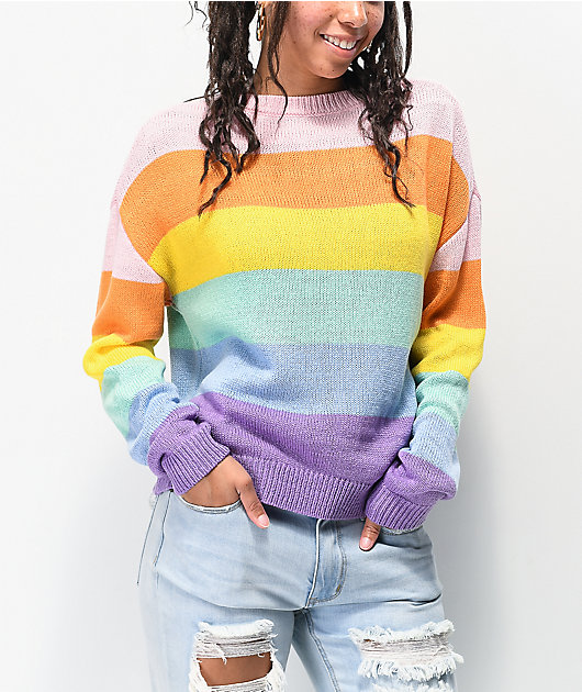 rainbow crew neck sweater