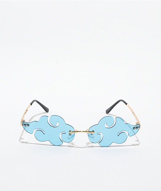 Anime Blue Cloud Swirl Frameless Sunglasses