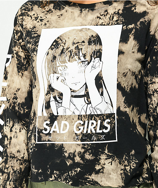 Animebae Sad Girl Bleach Black Long Sleeve T-Shirt