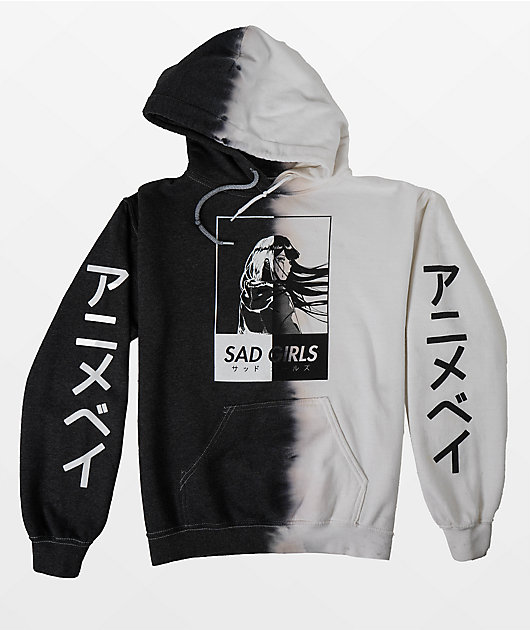 Anime black 2025 and white hoodie