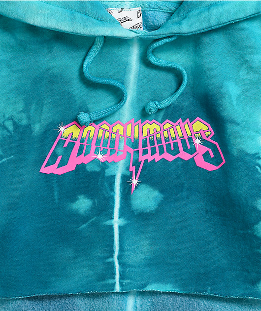 Anonymous Blue Tie Dye Crop Hoodie