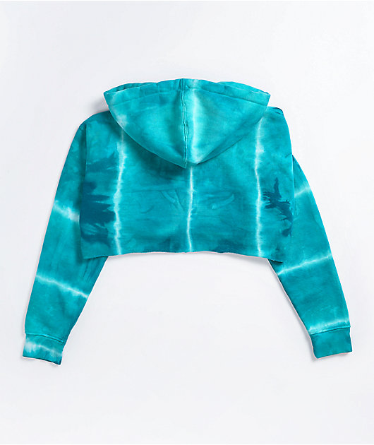 Anonymous Blue Tie Dye Crop Hoodie