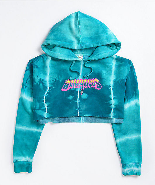 Anonymous Blue Tie Dye Crop Hoodie