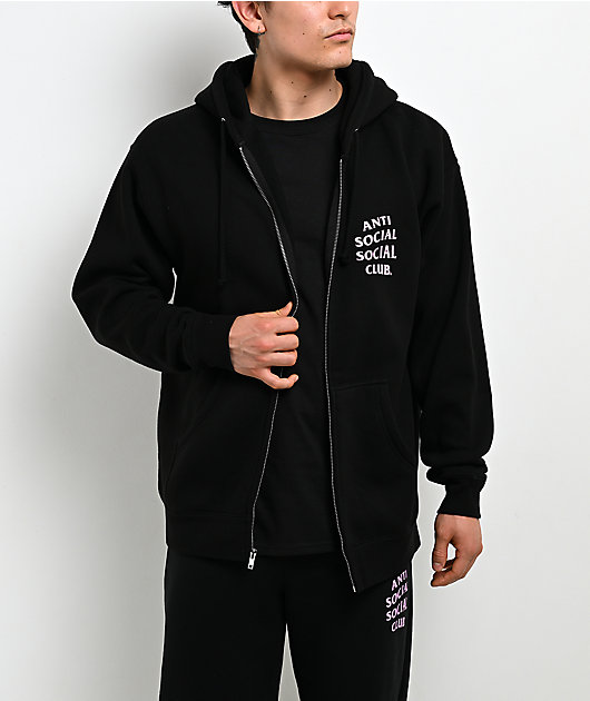 Anti Social Social Club Mind Games Black & Pink Zip Hoodie | Zumiez