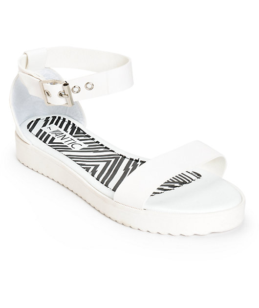 all white flatform sandals
