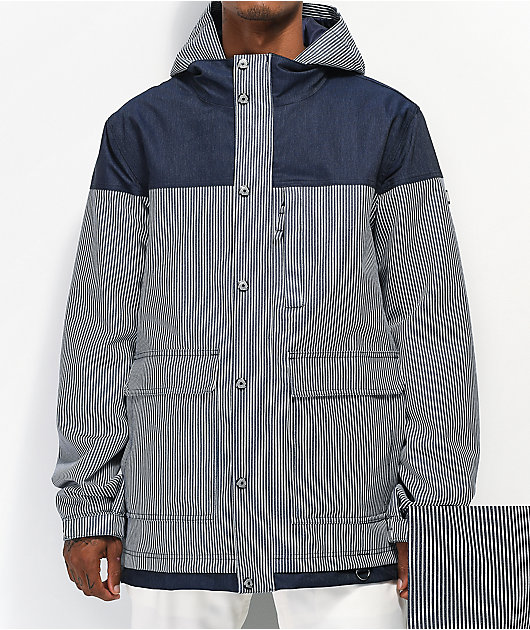 Aperture Double Diamond Rail Navy Stripe 10K Snowboard Jacket