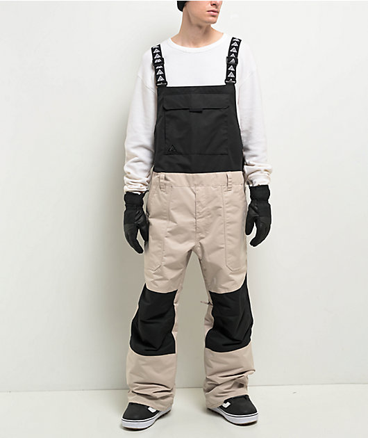 Aperture Steamboat Beige Black 10K Bib Snowboard Pants Zumiez