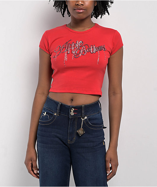 Apple Bottoms Chain Reaction Red Crop T-Shirt