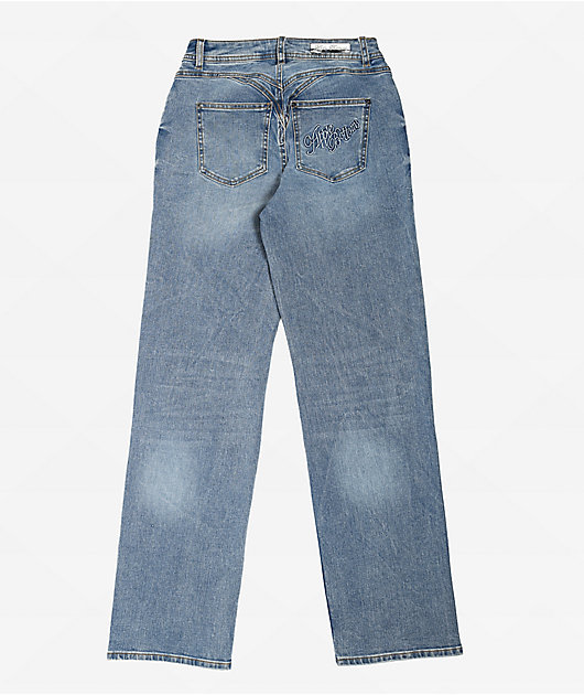 Apple - omom Apple Bottoms Forbidden Fit Destructed Blue Wash Straight