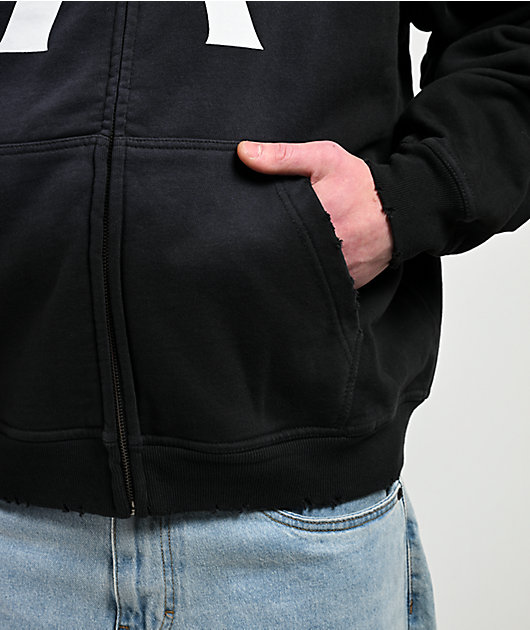 April A Logo Black Wash Zip Hoodie | Zumiez
