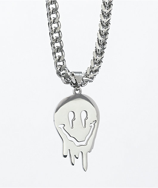 Artist Collective Drip Face 10 Silver Chain Necklace