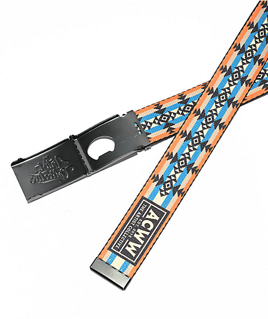 Artist Collective Geo Pattern Orange, Blue & Grey Web Belt