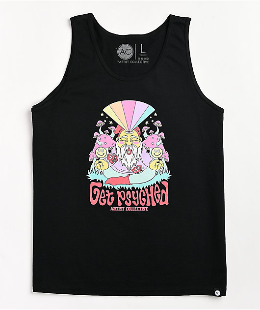 Artist Collective Get Psyched Black Tank Top