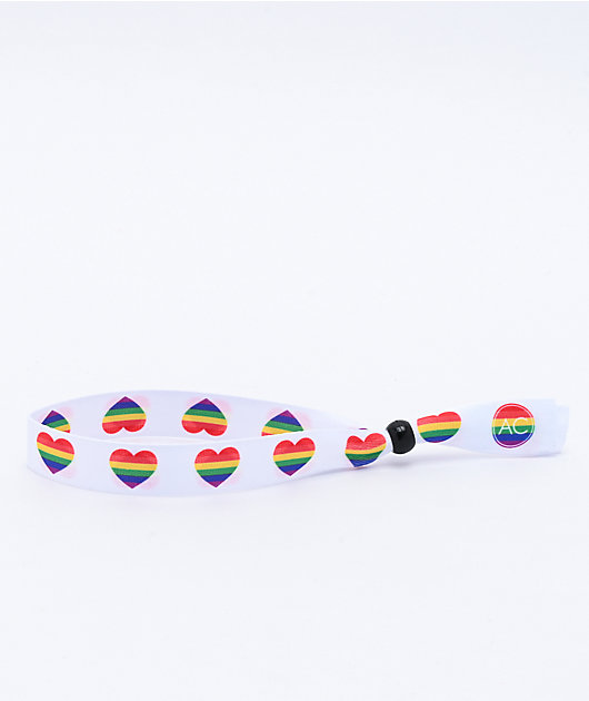 Artist Collective Rainbow Heart White Festival Bracelet