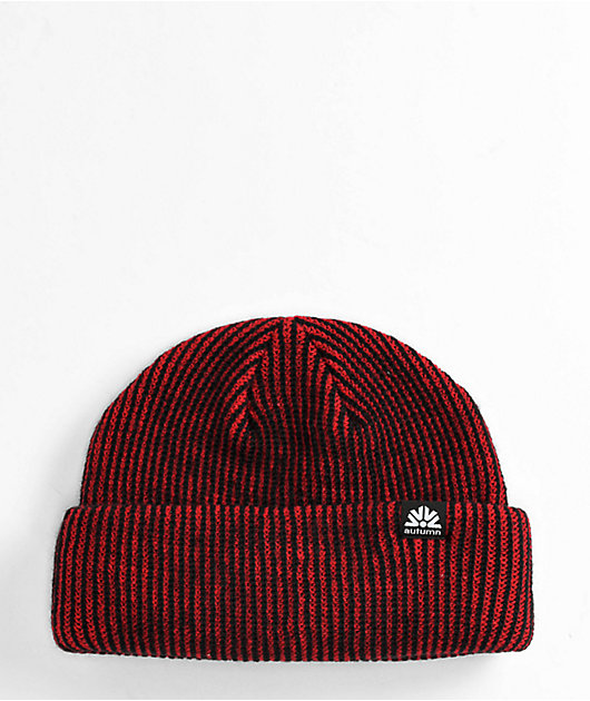 Autumn Shorty Double Roll Red Corduroy Beanie