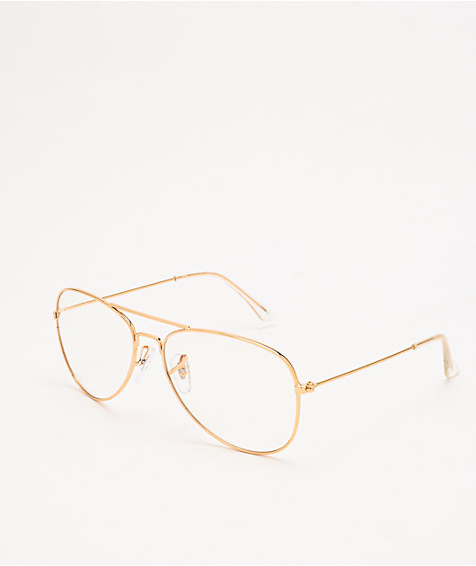 Aviator Gold & Clear Blue Light Glasses