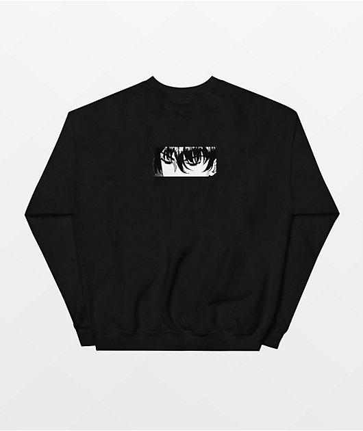 Ayylien Manga Black Crew Neck Sweatshirt