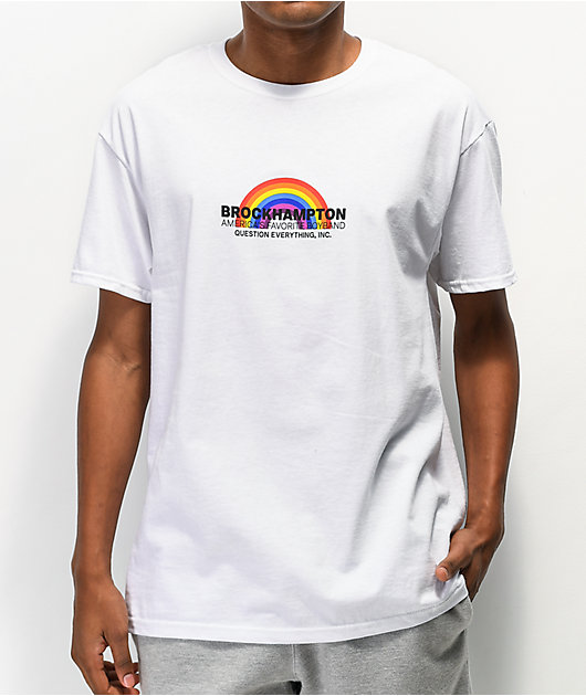 Brockhampton Rainbow White T Shirt Zumiez - roblox brockhampton shirt