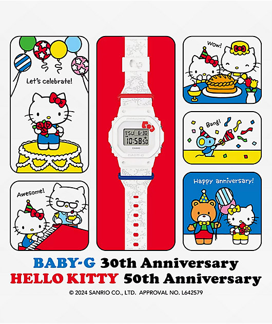 Baby-G G-ms BG-800WH ハローキティ TOUGHSOLAR Baby-G x Hello Kitty BGD565KT-7 White Digital Watch | Zumiez