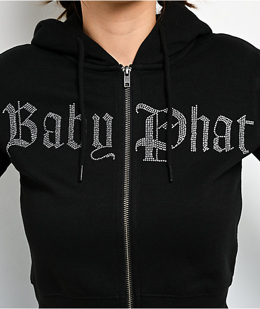 Baby Phat Old English Script Black Crop Zip Hoodie