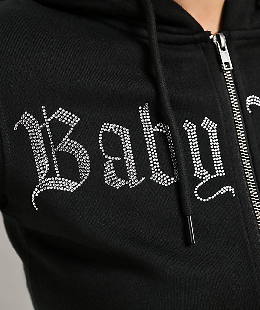 Baby Phat Old English Script Black Crop Zip Hoodie