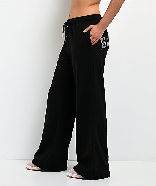 Baby Phat Old English Script Black Wide Leg Sweatpants