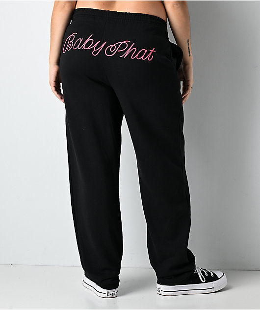Baby Phat Script Black Straight Leg Sweatpants