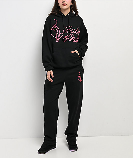 Baby Phat Script Black Straight Leg Sweatpants