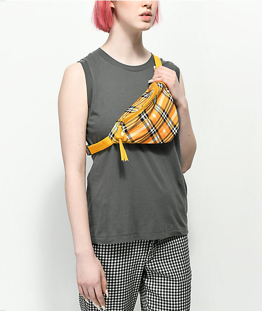 yellow plaid fanny pack