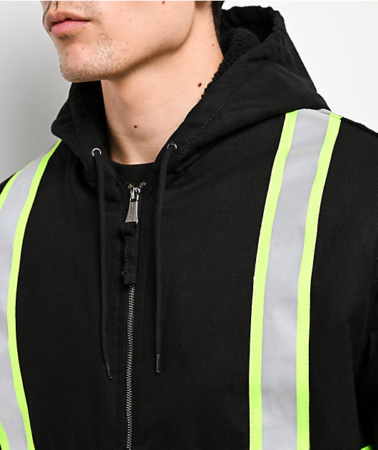 Bass Creek Outfitters Reflective Black Canvas & Sherpa Hooded Jacket