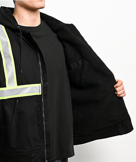 Bass Creek Outfitters Reflective Black Canvas & Sherpa Hooded Jacket