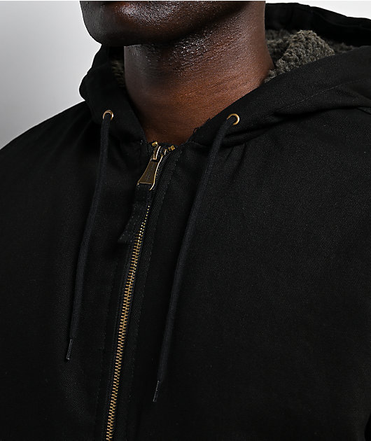 Bass Creek Outfitters Sherpa Black Canvas Hooded Jacket